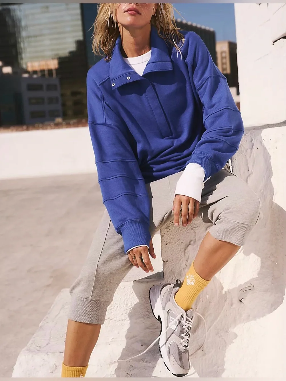 NWT Free people FP Movement Warm Down Pullover - Maliblue cobalt blue - Small